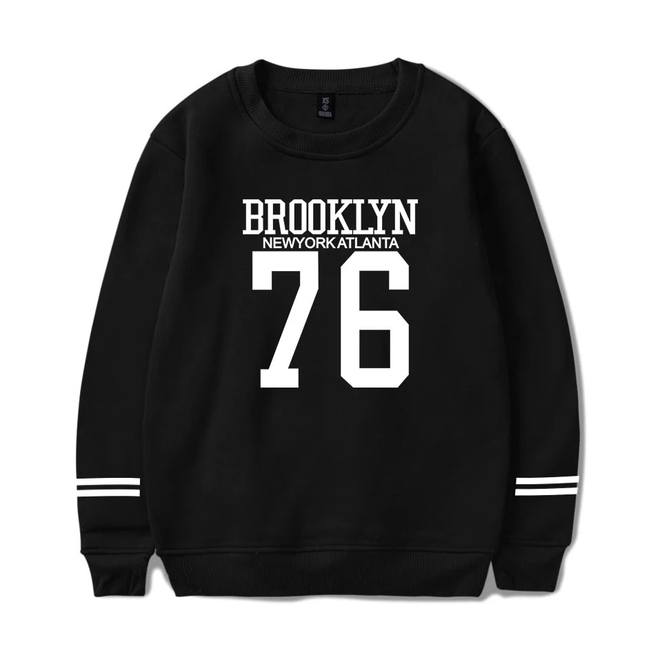 round neck hoodies Бруклин 76 толстовки с принтом мода Хип Хоп Уличная мода мужские женские толстовки без шапочки повседневные толстовки с длинным рукавом пуловер Топы - Цвет: round neck hoodies