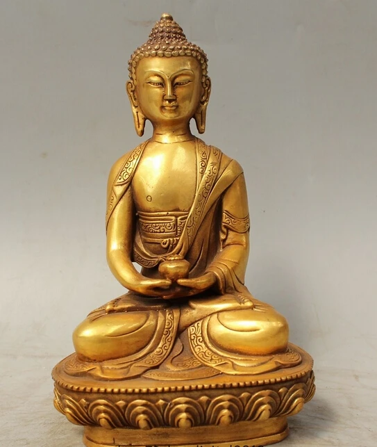 

Тибетская буддистская медная позолоченная Статуэтка Sakyamuni Шакьямуни Амитабха Будда Bowl, 9 дюймов, оптовая продажа, бронзовая статуэтка