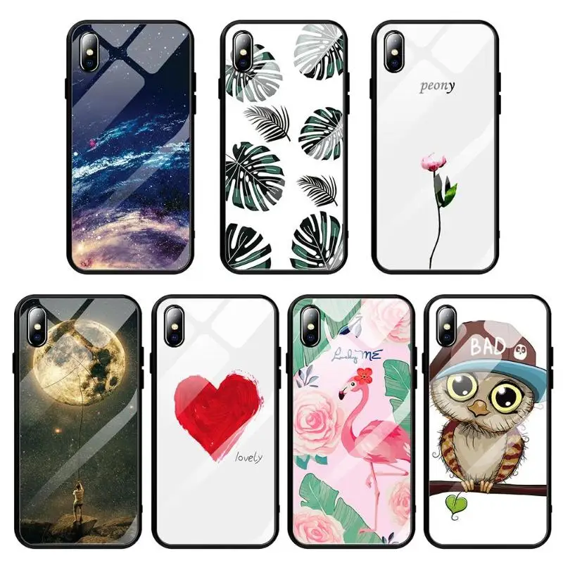 Чехол на мобильный телефон из закаленного стекла с мультяшным рисунком для iPhone