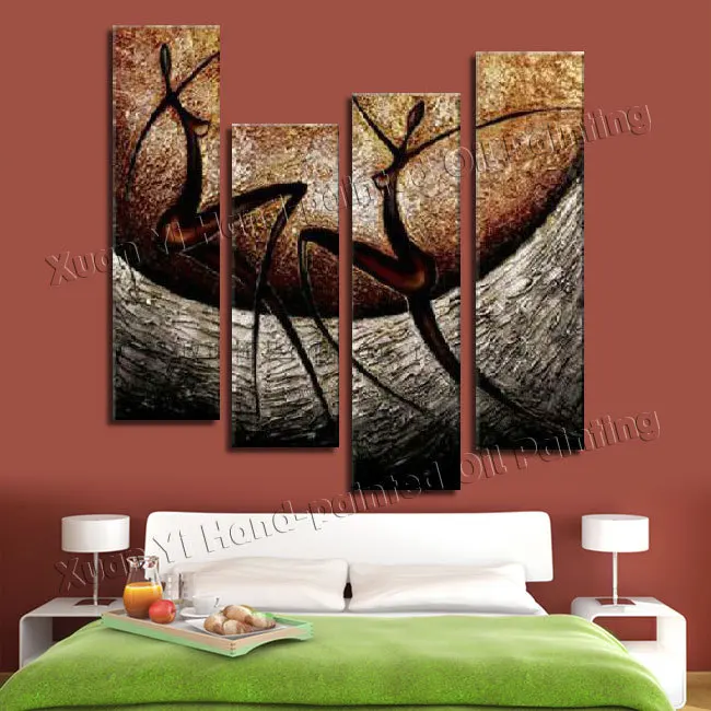 Ручная роспись 4 предмета холст настенное искусство плавающий в небе красота