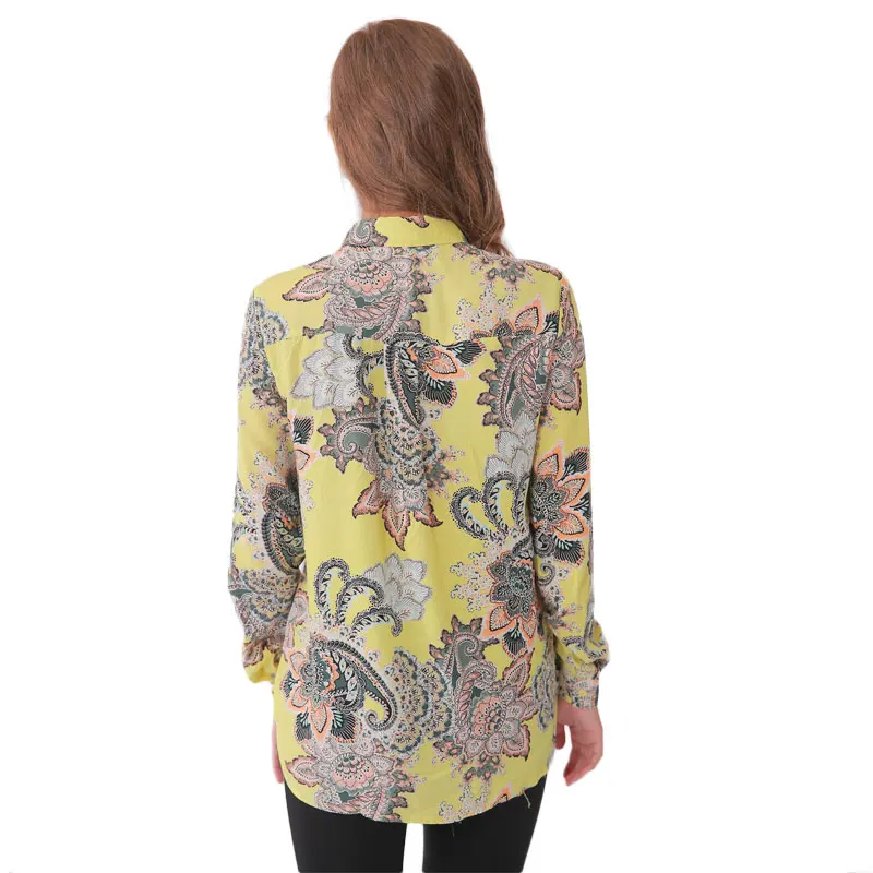 Новые цветочные печатных женщины блузки свободного покроя с длинными рукавами