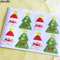 8pcslot xmas tree shape santa paper stickers bake sealing label kids diy toys xmas gifts wall fridge stickers scrapbooking kit