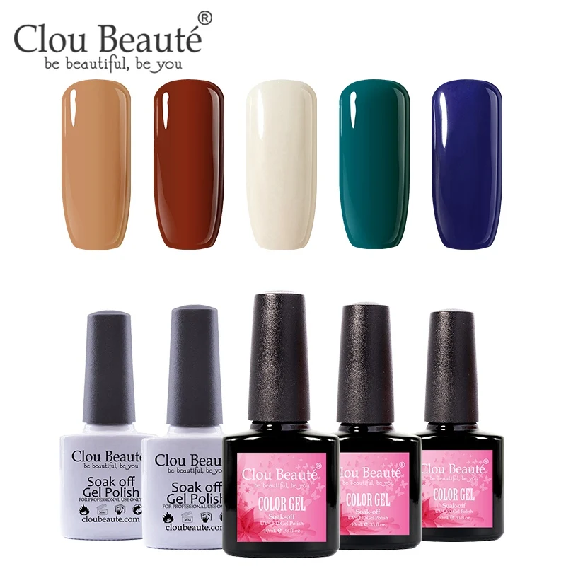 Clou Beaute Гель-лак для ногтей Полупостоянный УФ набор гель-лаков для ногтей Базовое покрытие верхнее покрытие Гель-лак 10 мл УФ/светодиодный Гибридный гвоздь искусство - Цвет: 10ml-5pcs-21