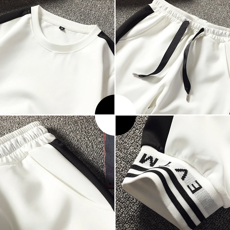 Aismz Tracksuit Casual Round neck Male Half sleeve 2 Pieces Set 2018 New Summer M-3XL Mens Sportswear | Мужская одежда