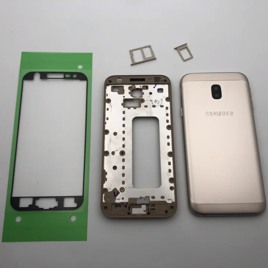 Оригинальная задняя крышка для батарейного отсека для Samsung Galaxy J3 J330 J330F задняя крышка корпуса боковые ключи+ наклейки