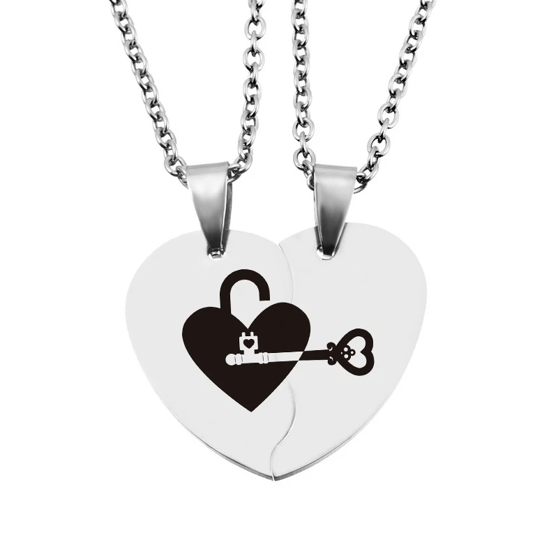 2 шт. резные ожерелья и подвески из нержавеющей стали с буквами полусердечком