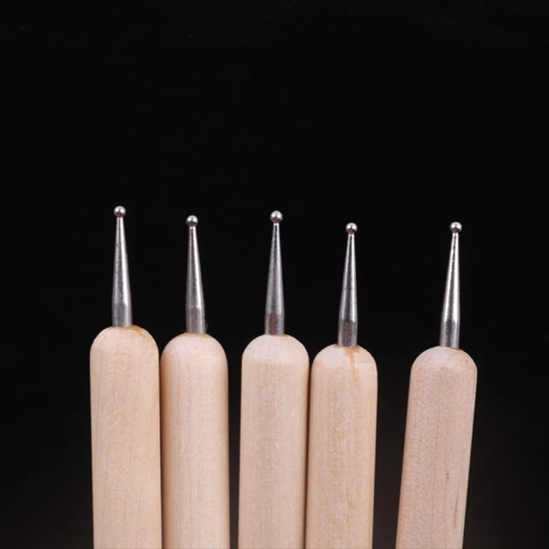 5 шт./компл. дизайн ногтей двухсторонняя Dotting ручка деревянная живопись горный