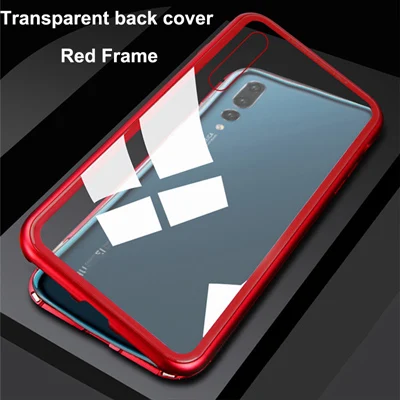 Магнитный адсорбционный металлический чехол для huawei P20 P20pro P20lite чехол для телефона Магнето закаленное стекло крышка P20 pro P20 lite чехол в виде ракушки - Color: Red