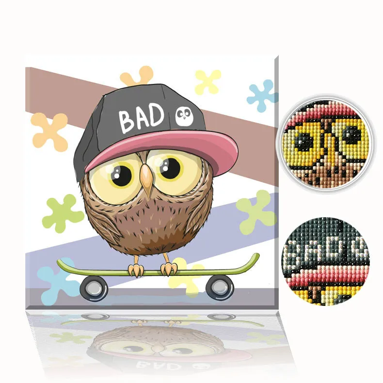 Алмазная вышивка 5D сделай сам мозаика особая форма сова в шляпе с плохим