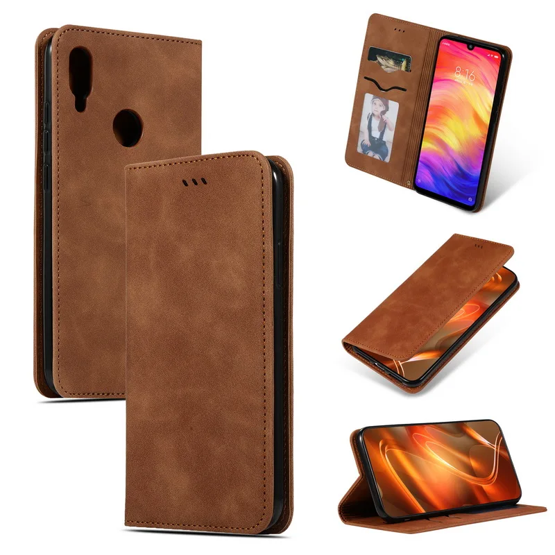 Brown Магнитный Флип-кошелек чехол для телефона для Xiao mi Red mi Note 7 6 Pro Ретро Держатель для карт кожаный чехол для Xiaomi mi 9 SE чехол для книги s - Цвет: Brown