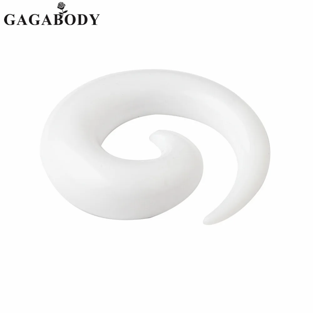 Рождество Новые Панк Белый Акрил спираль Форма туннели беруш пирсинг 2.5 мм-10 мм 1