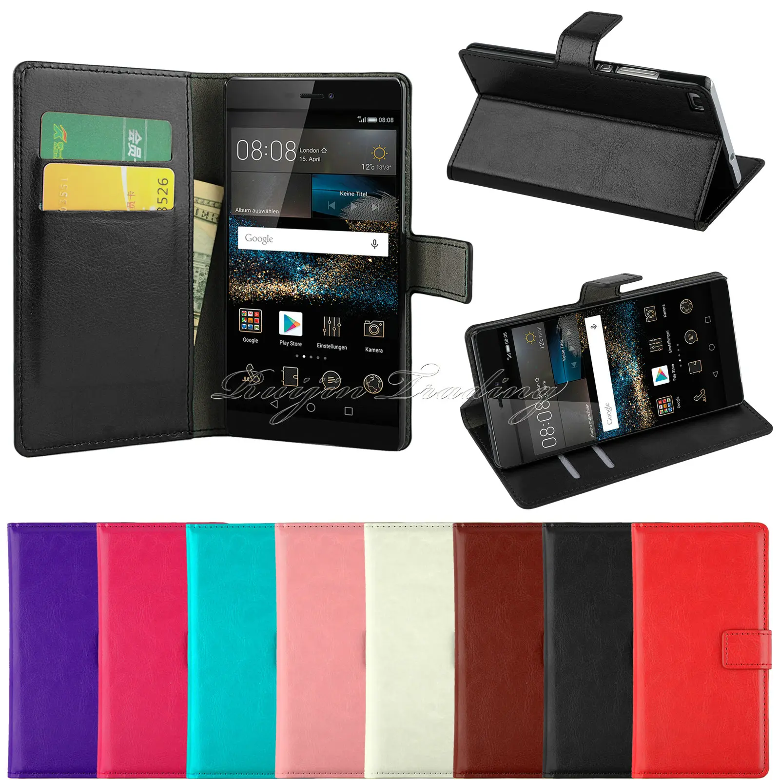 Роскошь кожи сальто Стенд мобильный чехол для телефона huawei P7 P8 lite Y330 бумажник с