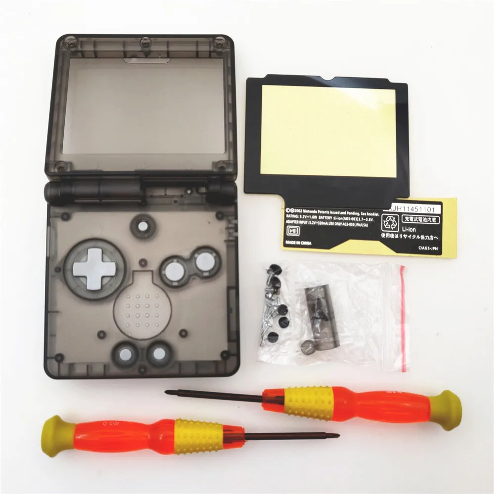 Clear Black Прозрачный корпус корпуса чехол для nintendo для GBA SP ДЛЯ Gameboy Advance SP консоль+ отвертка - Цвет: Clear Black