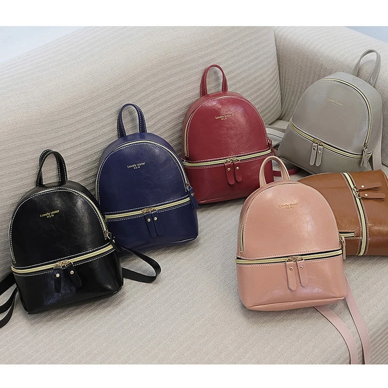 Кожаный женский рюкзак вместительный портативный школьный в корейском стиле 2020|