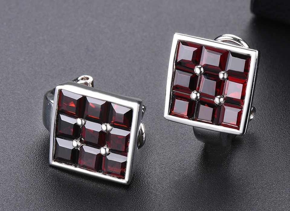 Hutang Sudoku клипсы натуральный драгоценный камень 8.64ct Гранат 925 Серебро хорошее ювелирное изделие классический дизайн для женщин лучший отличный подарок