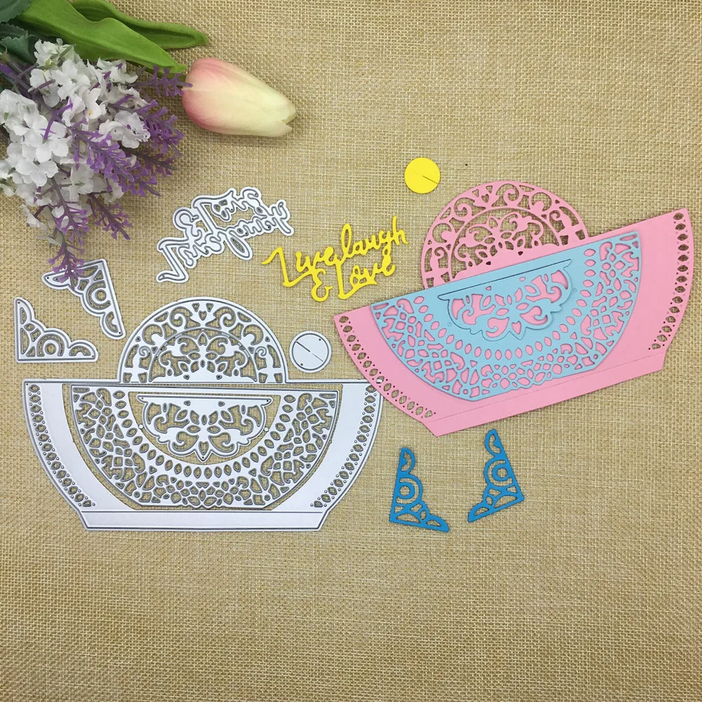 160*125 мм чаша Цветочная текстура металлические режущие трафареты для DIY