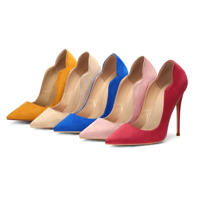 

New Fashion Women Shoes Pumps 12CM High Thin Heels Pointed Toe Women Pumps Large Size Slip on Red Pumps Lady Dress Pumps