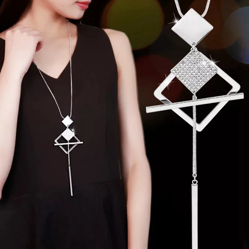 Модное Длинное Ожерелье для женщин 2018 геометрическое ювелирное изделие круглый