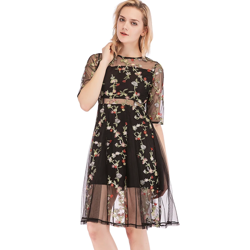 Vangull 2019 новое летнее модное сексуальное женское платье с цветочной вышивкой
