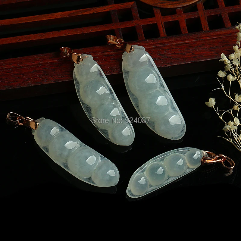 Натуральный домашний подвесной нефритовый кулон в виде зеленых бобов с восковым