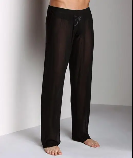 Free shipping Men's casual home mesh pants yoga pants sexy low-waisted youth net gauze transparent