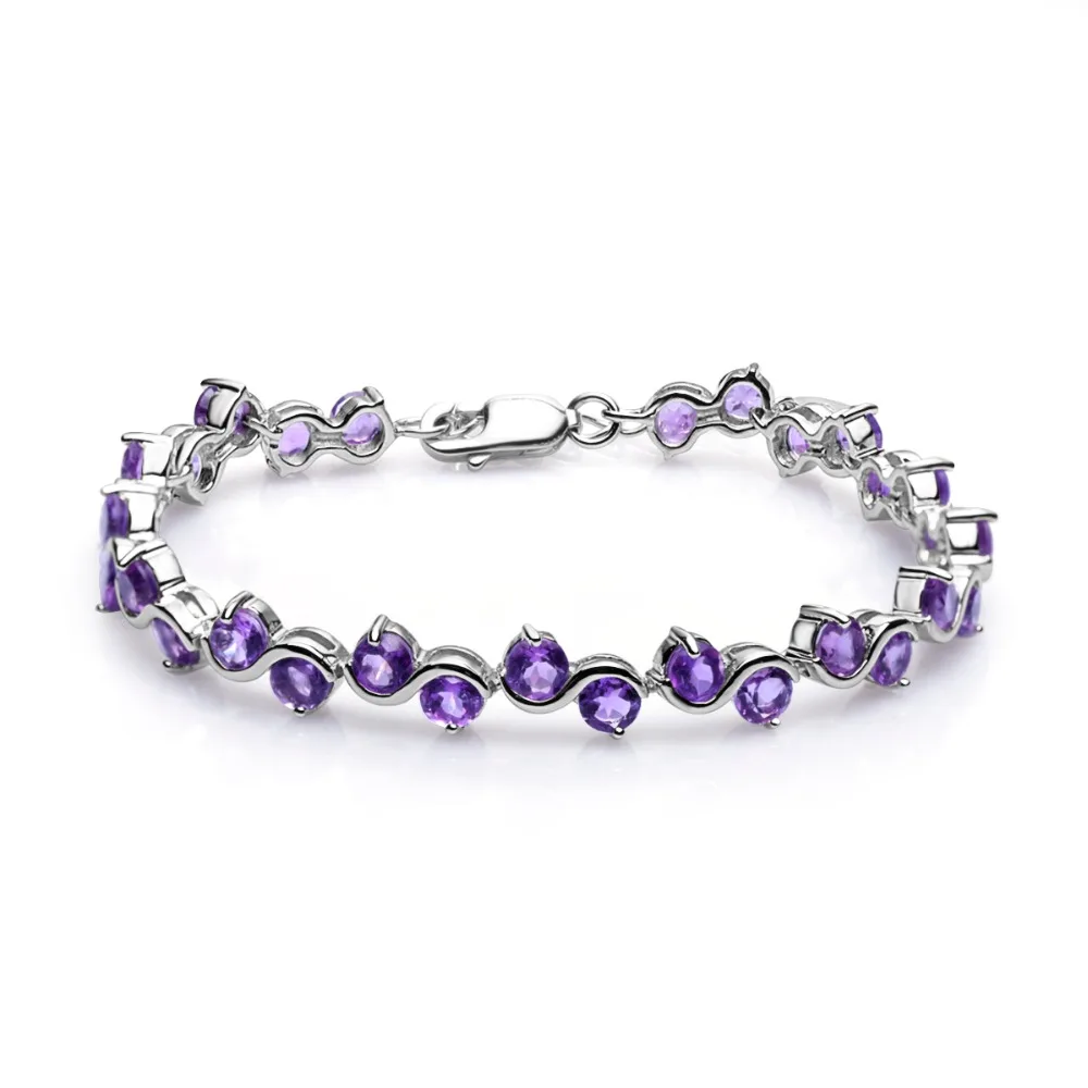 GEM'S BALLET, 9.04Ct, натуральный аметистовый драгоченный камень, браслет из настоящего серебра 925 пробы, браслеты и браслеты для женщин, хорошее ювелирное изделие
