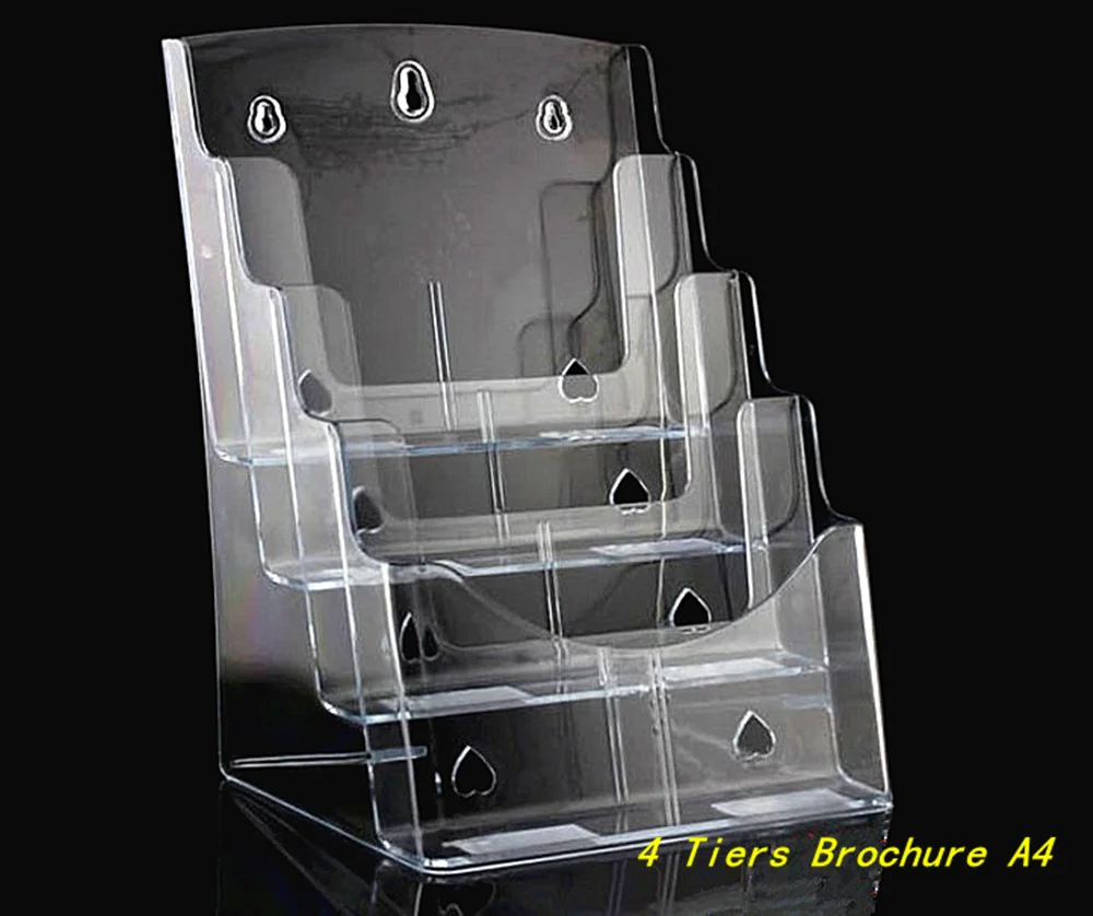 

Clear A4 4 Tiers Plastic Acrylic Brochure Literature Pamphlet Display Holder Racks Stand To Insert Leaflet 12pcs