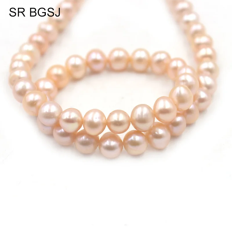 Free Ship 4-11mm Wholesale Nearly Round Natural Freshwater Pearl Jewelry DIY Beads Pink Pearls Strand 15&quot | Украшения и