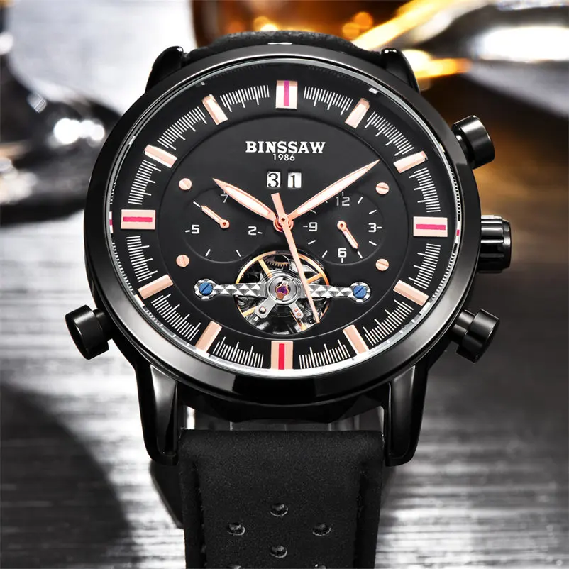 Манера Tourbillon Automatische Mechanische Uhr Mode Lassig Leder Военный Спорт lusus Marke Selbst-Wind Uhren Relogio Masculino |