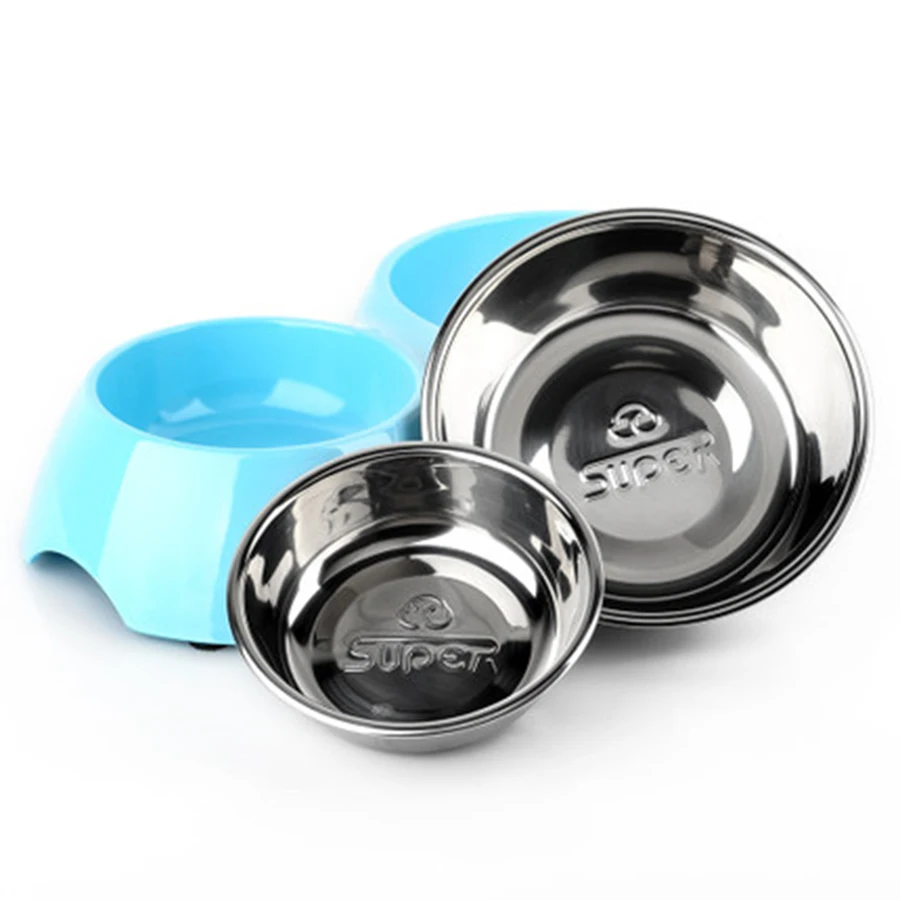 Large Dog Bowl Stainless Steel Water Bottle Food Container Bebedouro Pet Double Feeding Plato Perro Acero Products 70N0569 | Дом и сад