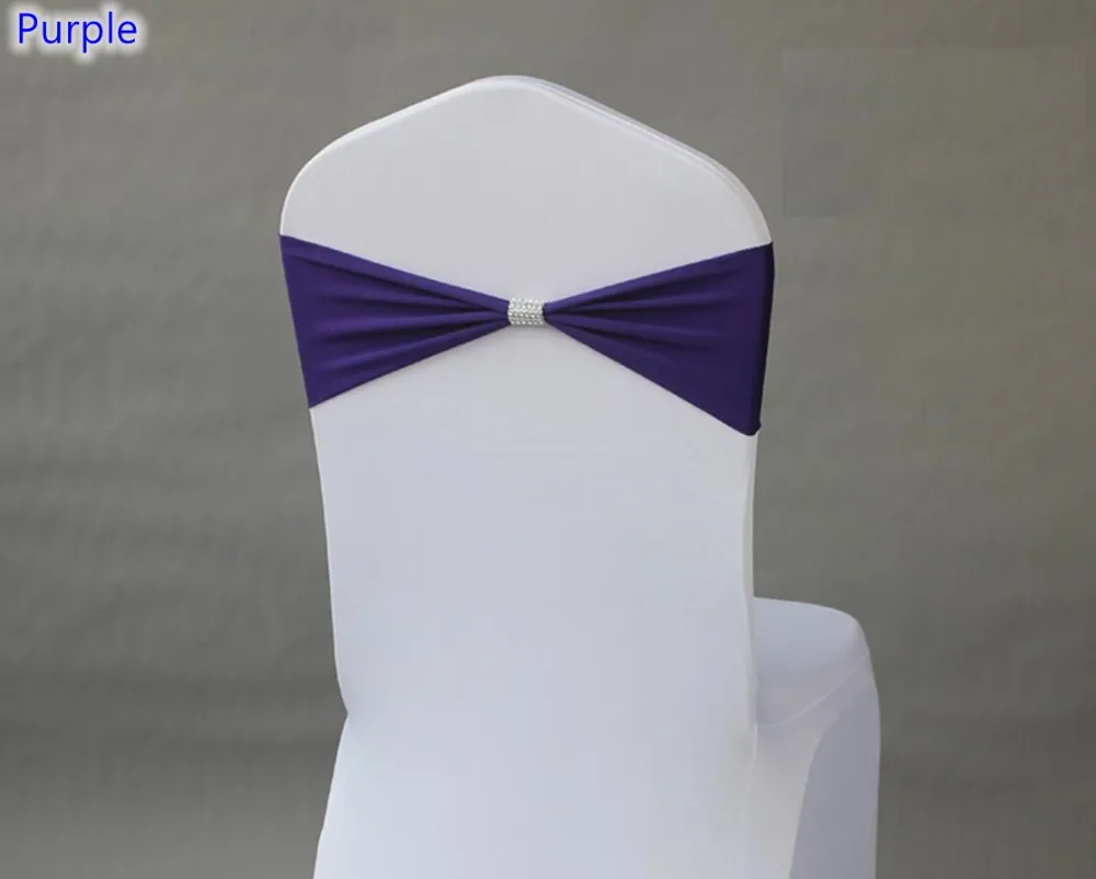 24 цвета спандекс ленты для свадебных стульев с блестящим ремнем пряжкой