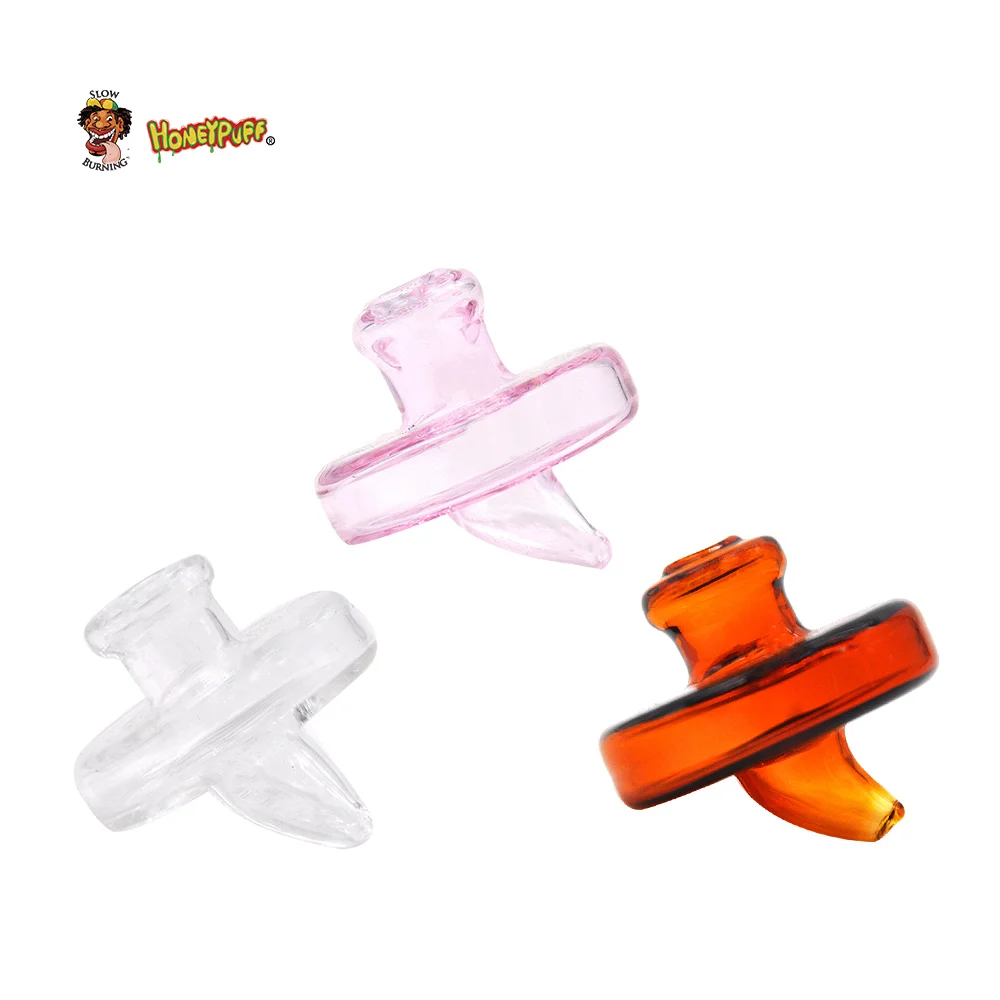 

HONEYPUFF Creative Airship Shape Glass Carb Cap Dabber Wax Oil Tool 1.38 Inch Handle Oil Wax Cavers Tool Water Pipe Accessories