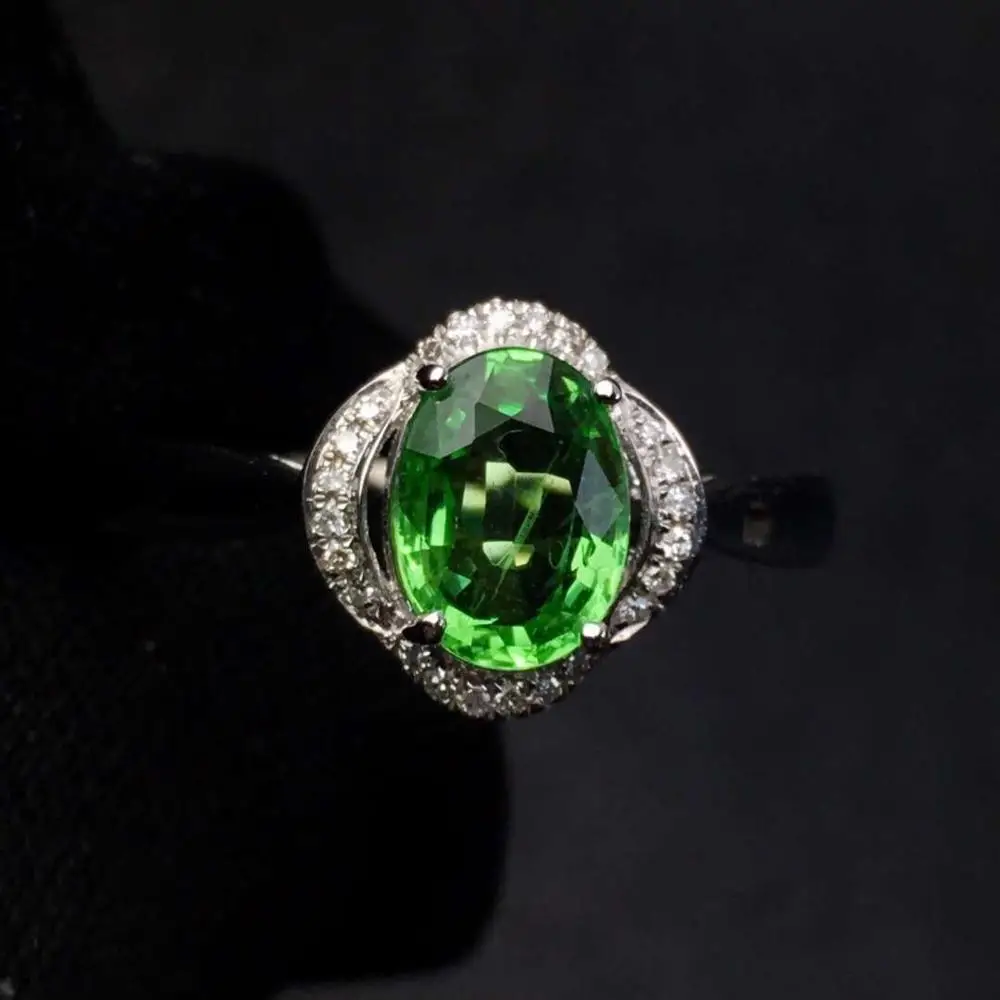 Кольцо с цаворитом настоящие хорошие драгоценности 18 K золото ювелирные изделия натуральный нетепло 1.45ct цаворит драгоценные камни цавориты женские обручальные кольца