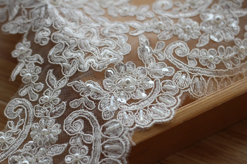 Alencon цвета слоновой кости кружевная отделка высокого качества ручной работы с
