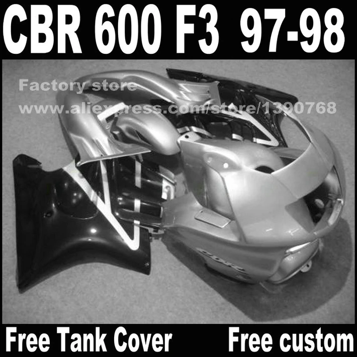 Запчасти для мотоцикла HONDA CBR 600 F3 Обтекатели 1997 1998 CBR600 97 98 серебристо черный
