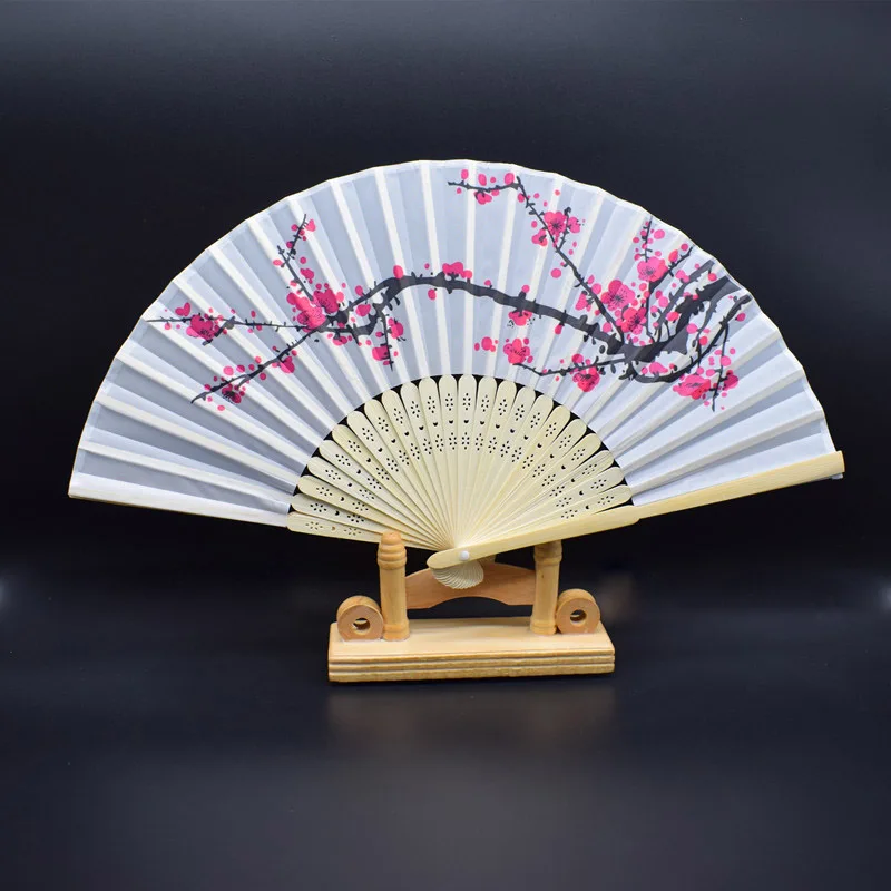 

[Auviderin] 50 60 75 100pcs Personalized Bride & Groom's Name Wedding Hand Fan with Plum Blossom Flower