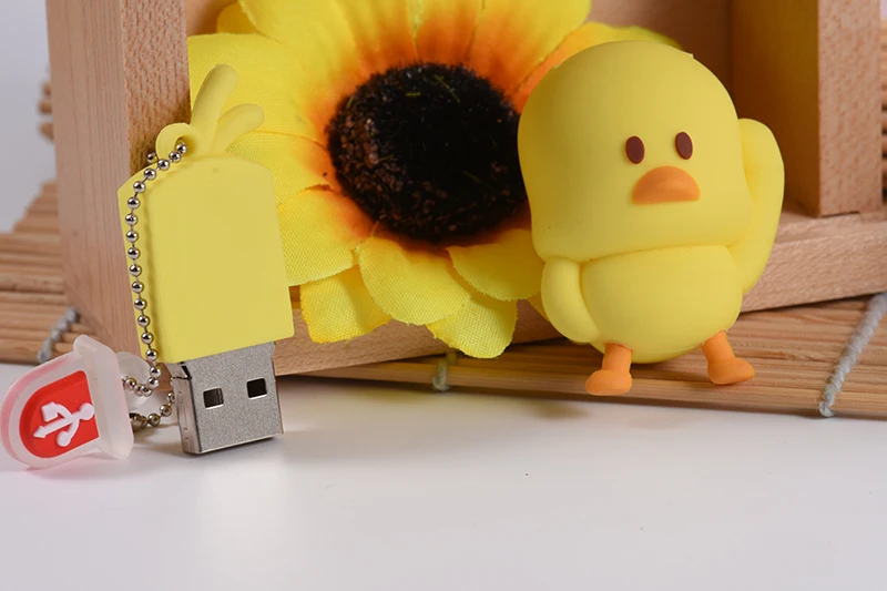 USB флэш-накопитель 32 GB желтая утка USB2.0 64 Гб памяти 4 GB 8 GB 16 GB флэш-накопитель подарок мультфильм 128 GB флешки резиновые U диска