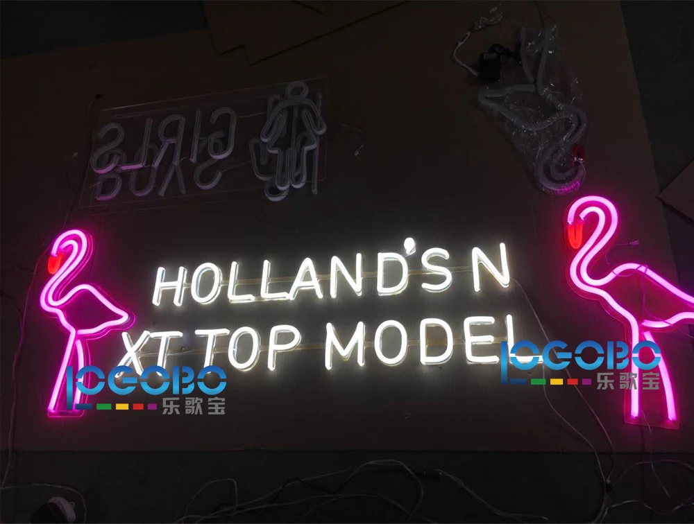 Большая светодиодсветодиодный неоновая вывеска светильник розовый Фламинго с