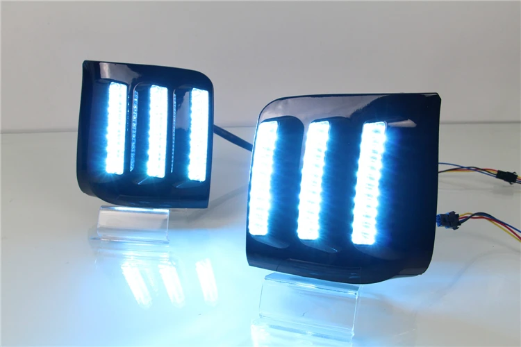 

eOsuns led drl daytime running light + yellow turn signal + blue night light for Kia K3 2016-17