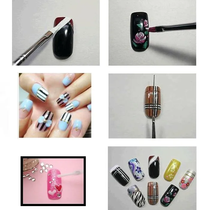 Плоская кисть для ногтей Pro 5 шт./компл. инструмент нейл-арта наборы акриловых