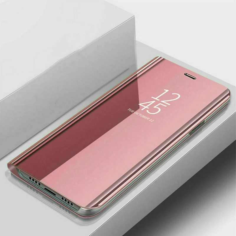 Умный зеркальный флип-чехол для samsung Galaxy S8 S9 плюс S10 S10e S7 край S6 Note 9 8 J7 J5 A6 A8 J4 J8 J6 A5 крышка - Цвет: Rose gold