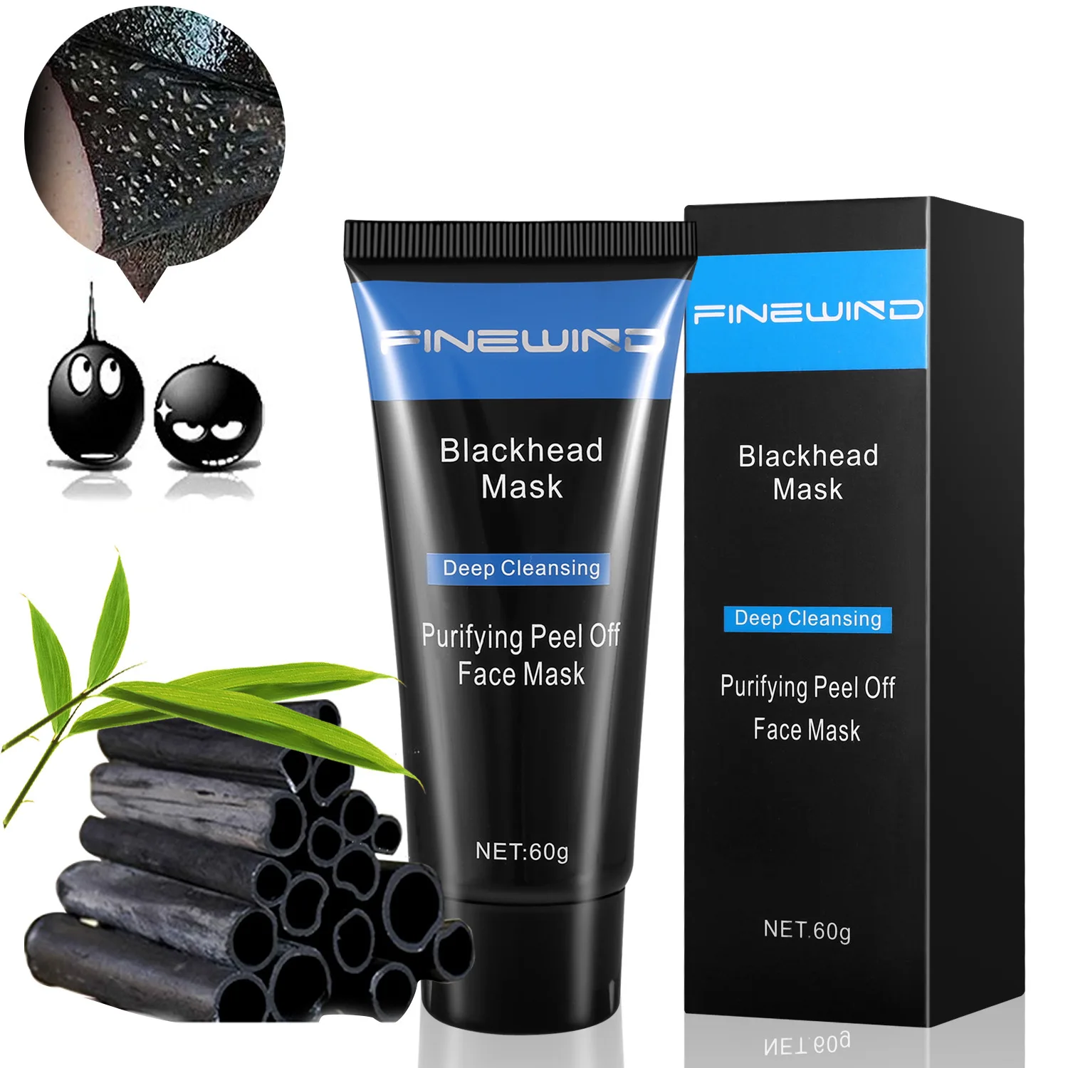 MABOX Deep Cleansing purifying peel off Black mud Facial mask Remove blackhead facial mask nose Acne remover Face care