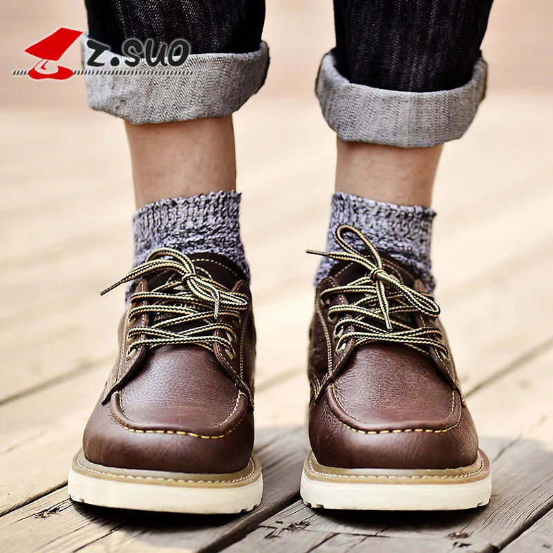 Z. суо Марка Осень 100% Натуральная Кожа Сильный Человек Оснастки Обувь низкий Топ