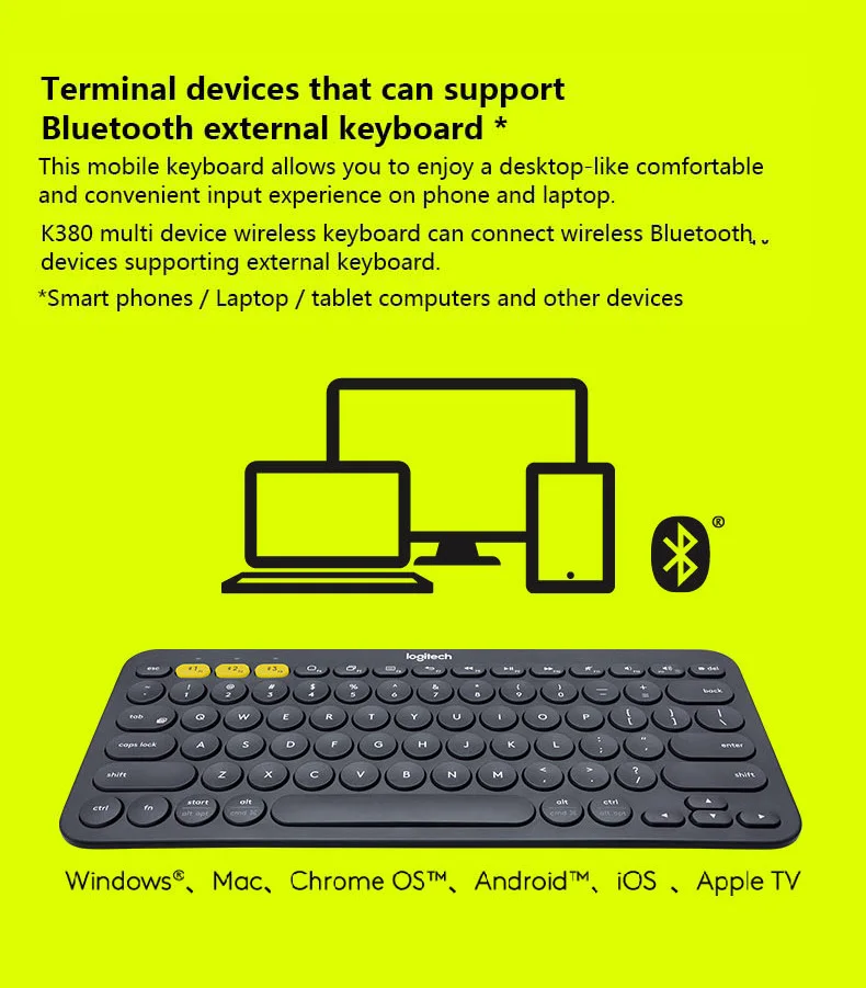 Многоуровневая bluetooth-клавиатура logitech K380, ультра мини Бесшумная компьютерная клавиатура