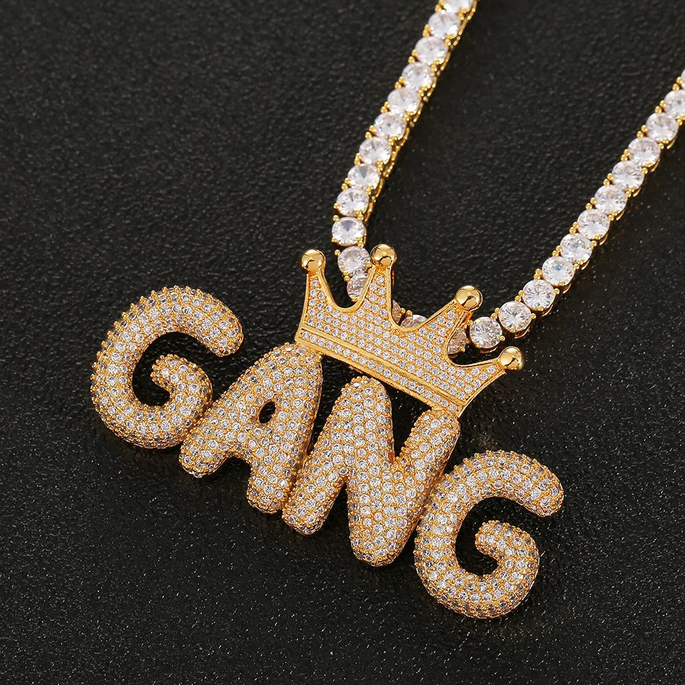 Для мужчин хип-хоп Iced out Bling ворона с бандой кулон цепочки и ожерелья s AAA Циркон
