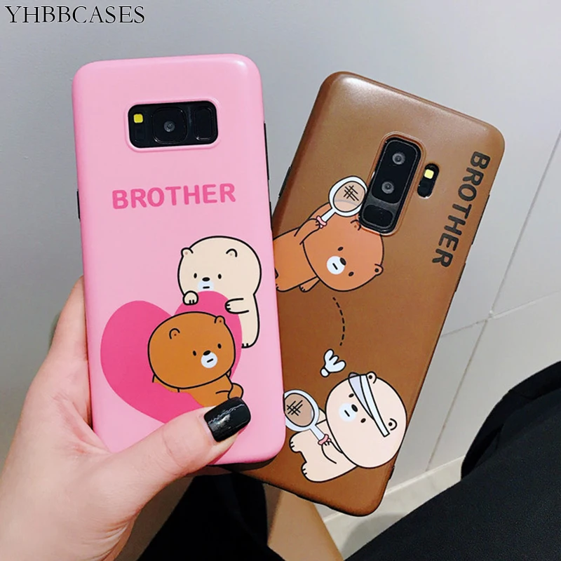 YHBBCASES Корейский мультфильм телефон чехол для Samsung Galaxy S8 S9 S10 плюс озорные пары