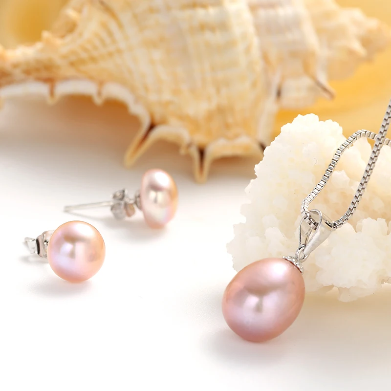 Прекрасный жемчуг ювелирные изделия кулон и серьги гвоздики 100% культивированный