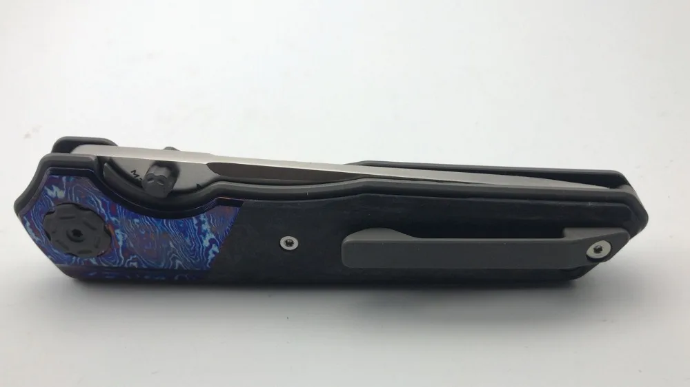 Maxace PAN Титан углеродное волокно Дамасская инкрустация M390 атласное лезвие подшипник Тактический Походный нож
