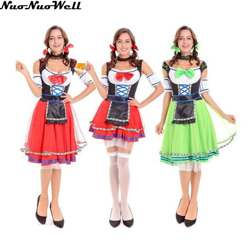 New Arrival Masquerade Women Bavarian Girl Oktoberfest Beer Maiden Cosplay Costume Fantasy Halloween Dress | Тематическая одежда и
