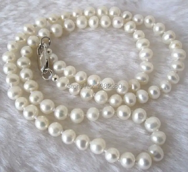 

Fashion Jewelry 7-8mm Natural White Freshwater Pearl Necklace Chain Women Girl Gift Banquet Collocation Wholesale Price 18inch